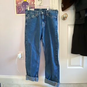Dark wash straight leg jeans